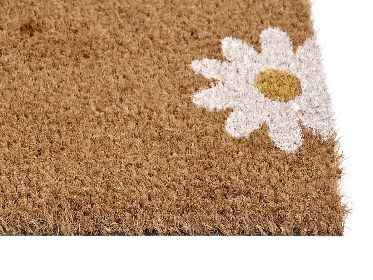 Discount Beliani Tappetino da Ingresso TOPKO Naturale 40 x 60 cm Fiore Fibra di Cocco Bianco Naturale