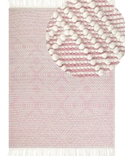 Hot Beliani Tappeto ADANA Rosa Lana Bianco Rosa
