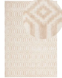 Beliani Tappeto ADATEPE 140 x 200 cm Viscosa Beige
