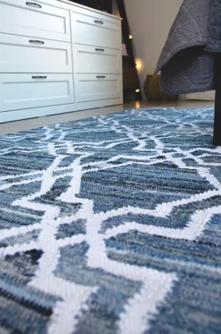 Clearance Beliani Tappeto ADIYAMAN 140 x 200 cm Cotone Blu