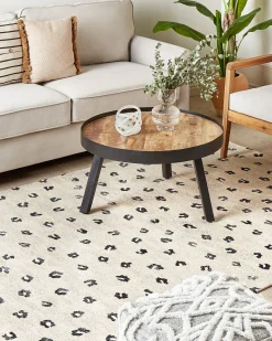 New Beliani Tappeto AFIS Beige Cotone Beige Nero