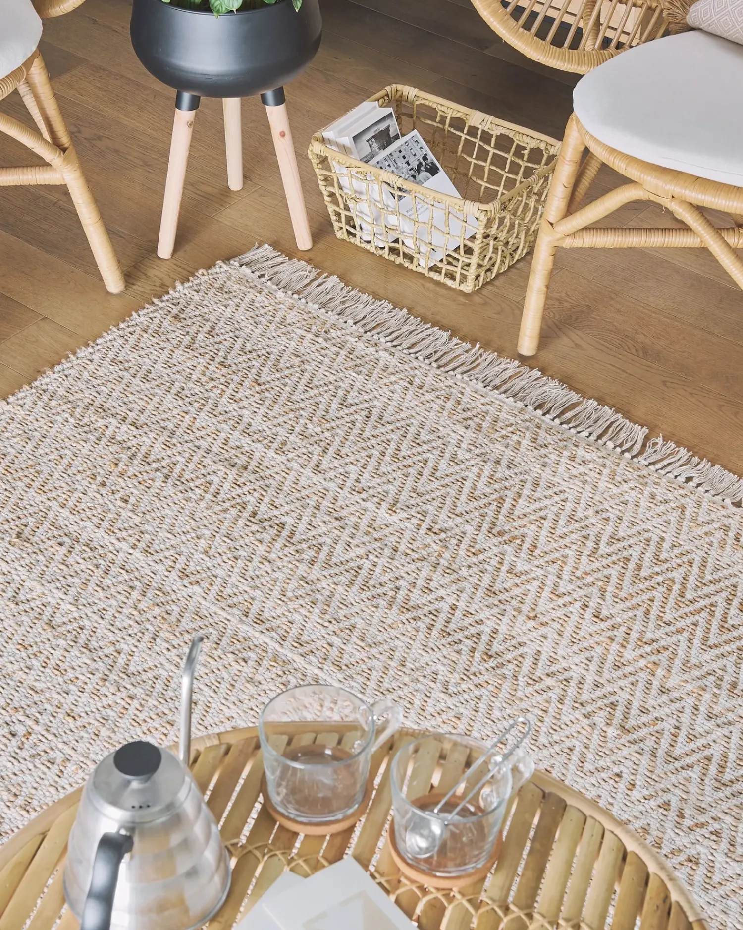 New Beliani Tappeto AFRIN Iuta Beige