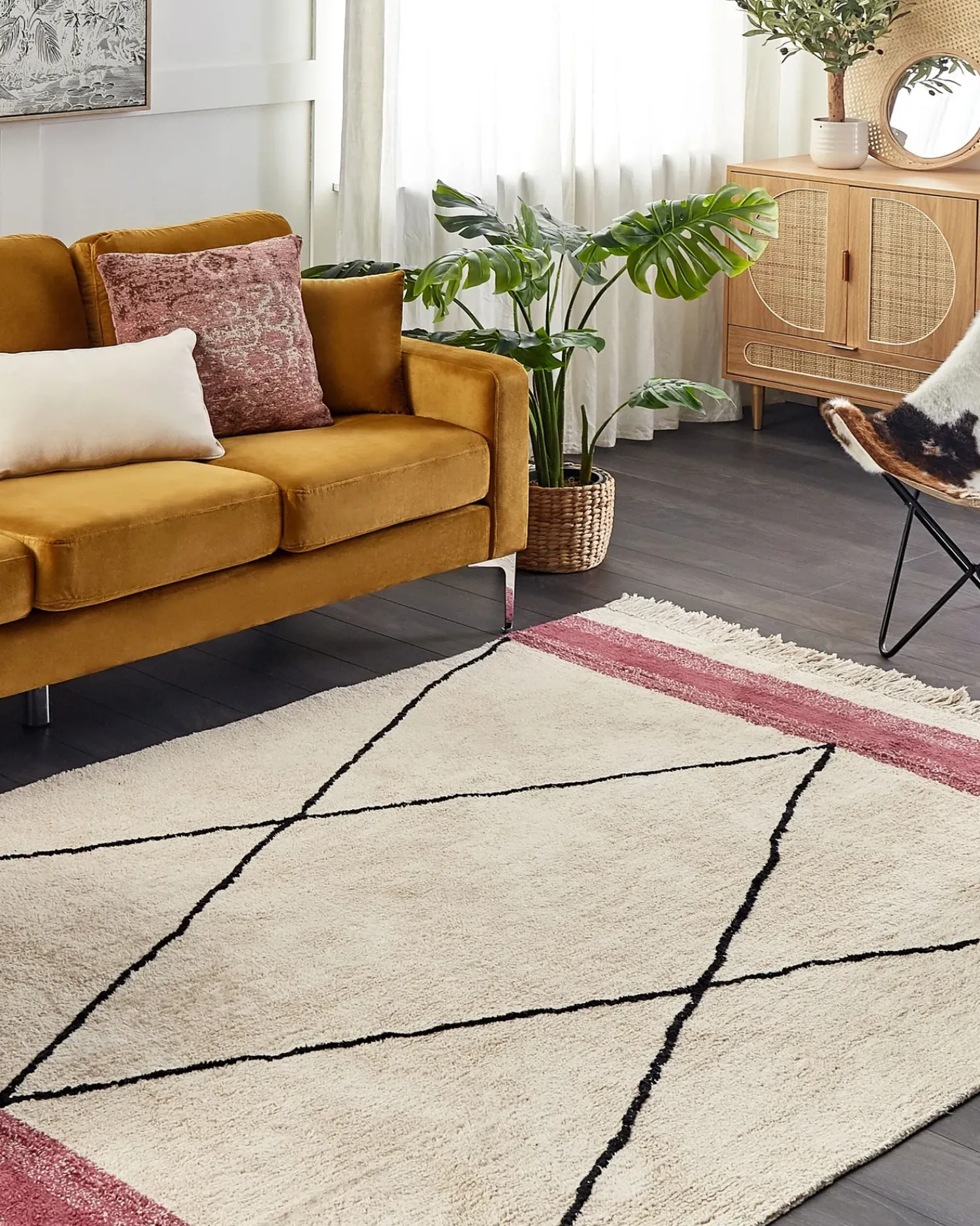 Sale Beliani Tappeto AFSAR Beige chiaro Cotone Beige Rosa
