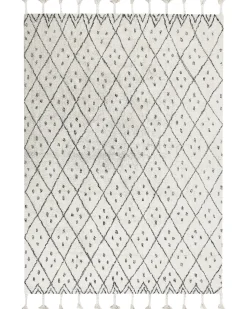 New Beliani Tappeto AGADIR Bianco sporco Cotone Bianco Nero