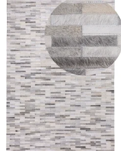 Clearance Beliani Tappeto AHILLI Grigio Pelle naturale Marrone Grigio