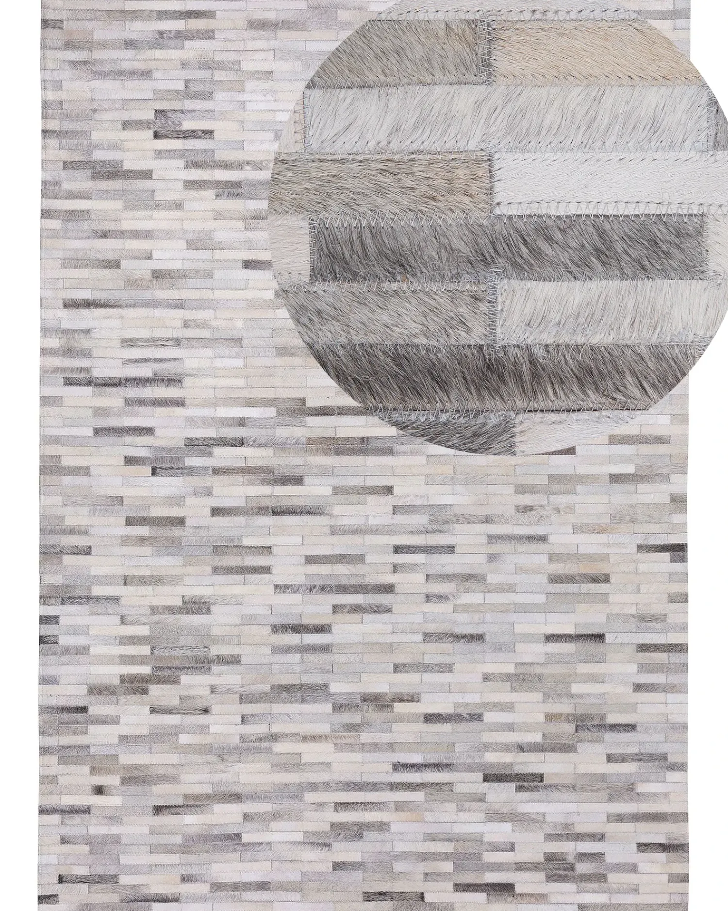 Clearance Beliani Tappeto AHILLI Grigio Pelle naturale Marrone Grigio