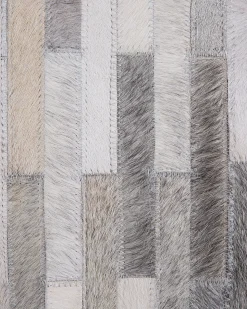 Clearance Beliani Tappeto AHILLI Grigio Pelle naturale Marrone Grigio