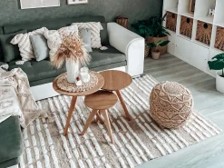 Hot Beliani Tappeto AHIRLI Beige 120 x 180 cm Cotone Bianco Beige