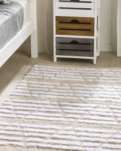 Hot Beliani Tappeto AHIRLI Beige 120 x 180 cm Cotone Bianco Beige