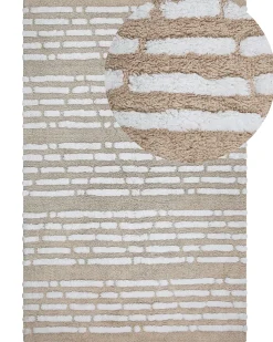 Hot Beliani Tappeto AHIRLI Beige 120 x 180 cm Cotone Bianco Beige