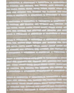 Hot Beliani Tappeto AHIRLI Beige 120 x 180 cm Cotone Bianco Beige