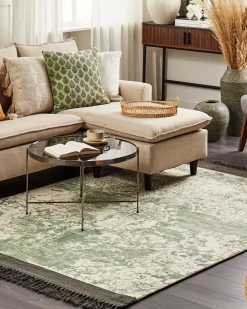 Sale Beliani Tappeto AKARSU Verde Viscosa Beige Nero Verde