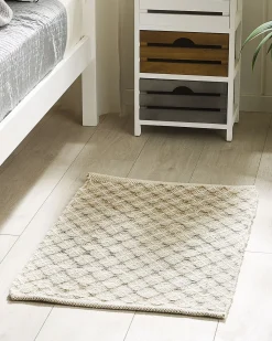 Best Beliani Tappeto AKBEZ Beige chiaro 50 x 80 cm Iuta Bianco Beige