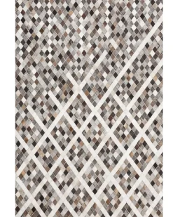 Sale Beliani Tappeto AKDERE Marrone Pelle naturale Beige Bianco Marrone Grigio Multicolore