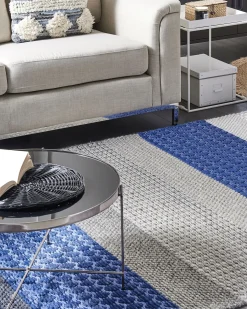 Online Beliani Tappeto AKKAYA Blu Lana Blu Grigio Multicolore Nero
