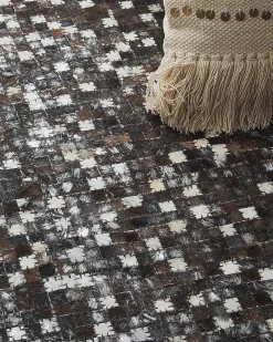 Sale Beliani Tappeto AKKESE Marrone Pelle naturale Marrone Argento Beige Nero