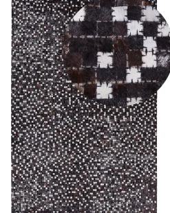 Sale Beliani Tappeto AKKESE Marrone Pelle naturale Marrone Argento Beige Nero