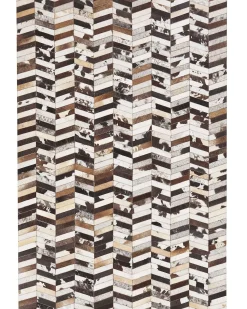 Hot Beliani Tappeto AKYELE Marrone Pelle naturale Bianco Marrone Multicolore