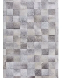 Clearance Beliani Tappeto ALACAM Pelle naturale Grigio