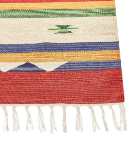 Outlet Beliani Tappeto ALAPARS Multicolore Cotone Kilim Beige Rosso Multicolore
