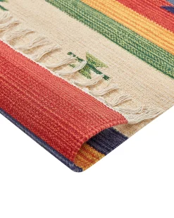 Outlet Beliani Tappeto ALAPARS Multicolore Cotone Kilim Beige Rosso Multicolore