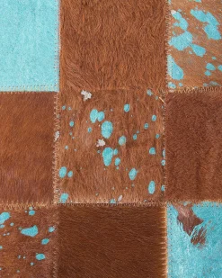 Best Beliani Tappeto ALIAGA Marrone Pelle naturale Blu Marrone Multicolore