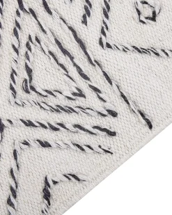 New Beliani Tappeto ALKENT Bianco Lana Bianco Nero