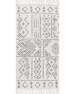 Hot Beliani Tappeto ALKENT Bianco Lana Bianco Nero