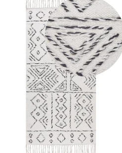 Hot Beliani Tappeto ALKENT Bianco Lana Bianco Nero