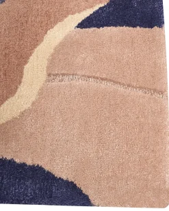Outlet Beliani Tappeto ALMORA Beige/ Blu 160 x 230 cm Viscosa Beige Blu