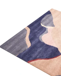 Outlet Beliani Tappeto ALMORA Beige/ Blu 160 x 230 cm Viscosa Beige Blu