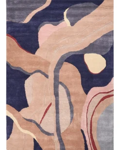 Outlet Beliani Tappeto ALMORA Beige/ Blu 160 x 230 cm Viscosa Beige Blu