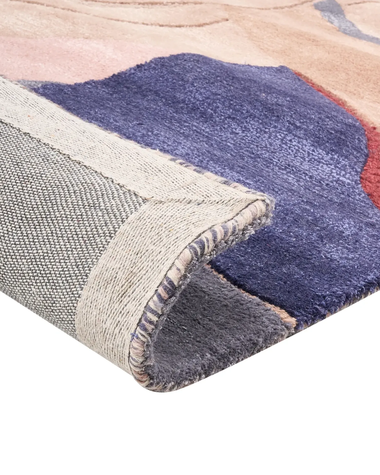 Outlet Beliani Tappeto ALMORA Beige/ Blu 160 x 230 cm Viscosa Beige Blu
