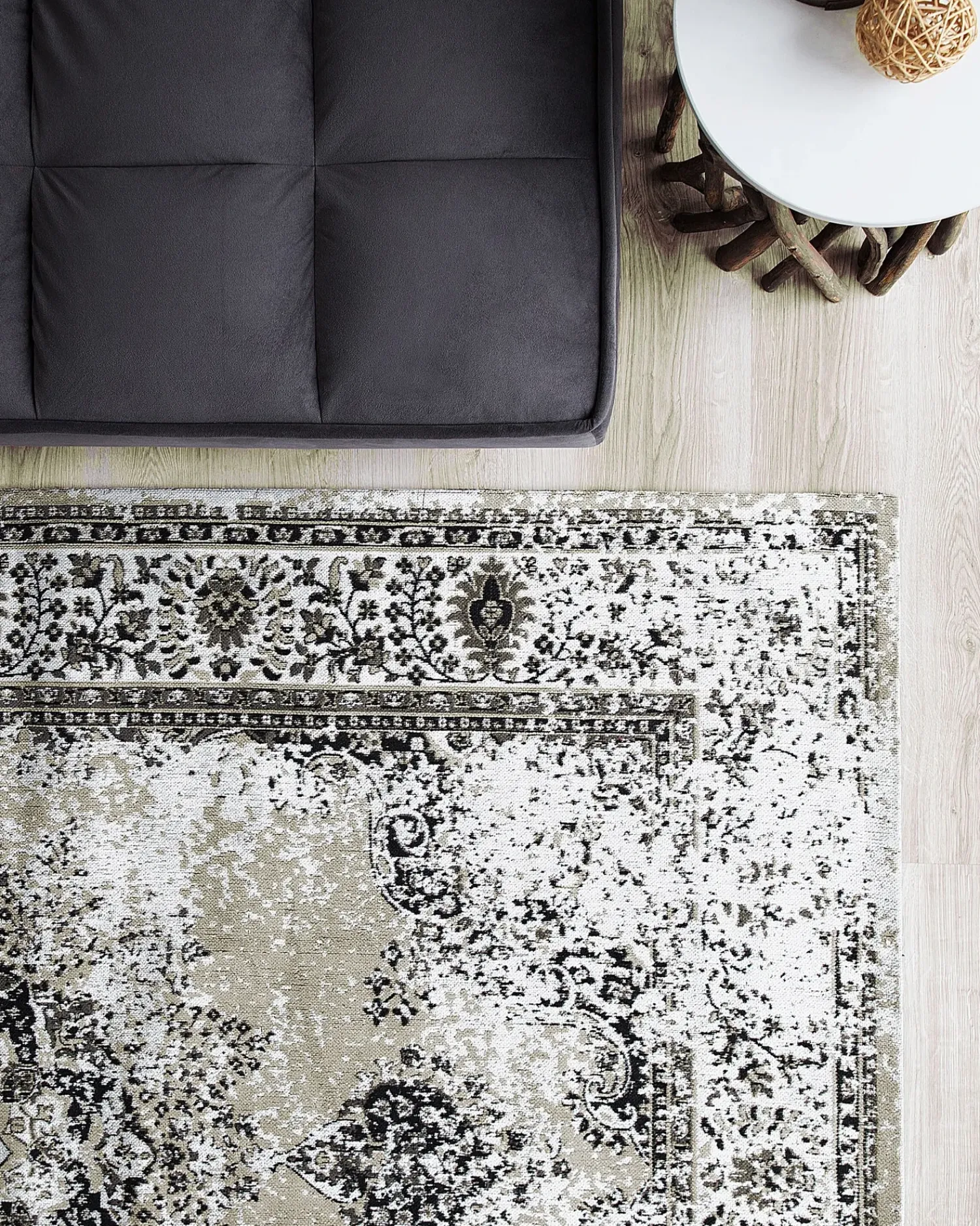 Online Beliani Tappeto ALMUS Grigio 140 x 200 cm Cotone Beige Grigio