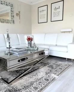 Online Beliani Tappeto ALMUS Grigio 140 x 200 cm Cotone Beige Grigio