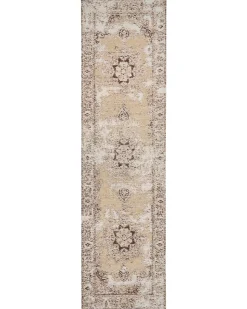 Outlet Beliani Tappeto ALMUS Marrone 80 x 300 cm Cotone Beige Marrone