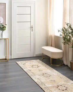 Outlet Beliani Tappeto ALMUS Marrone 80 x 300 cm Cotone Beige Marrone