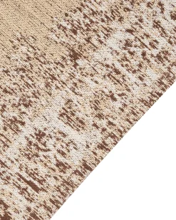 Outlet Beliani Tappeto ALMUS Marrone 80 x 300 cm Cotone Beige Marrone