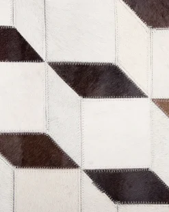 Clearance Beliani Tappeto ALPKOY Bianco Pelle naturale Bianco Beige Marrone Nero