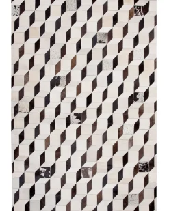 Clearance Beliani Tappeto ALPKOY Bianco Pelle naturale Bianco Beige Marrone Nero