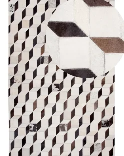 Clearance Beliani Tappeto ALPKOY Bianco Pelle naturale Bianco Beige Marrone Nero