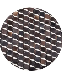 Best Beliani Tappeto ALPKOY Marrone Pelle naturale Bianco Marrone Nero