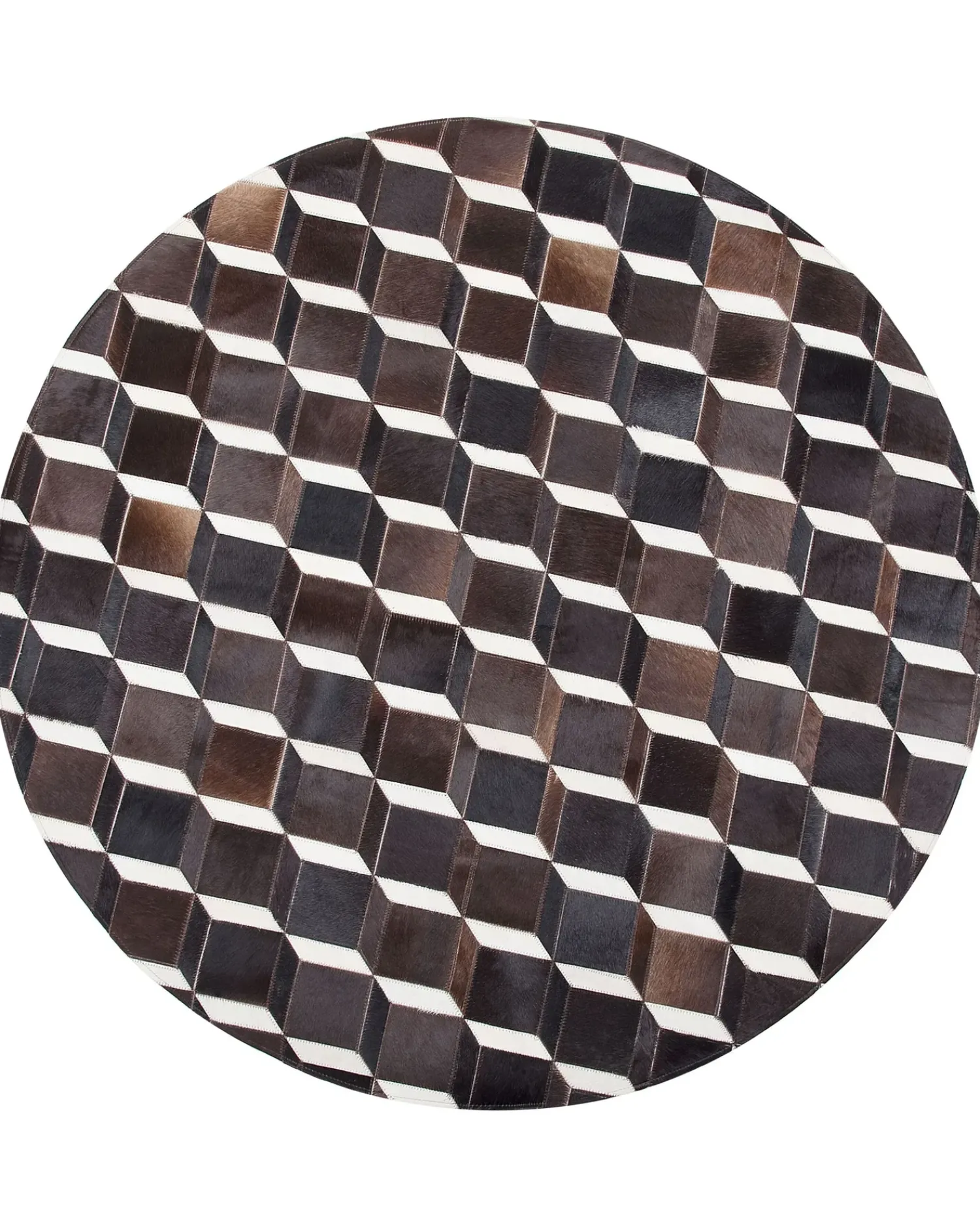 Best Beliani Tappeto ALPKOY Marrone Pelle naturale Bianco Marrone Nero
