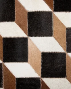 Sale Beliani Tappeto ALPKOY Marrone Pelle naturale Bianco Marrone Nero