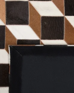 Sale Beliani Tappeto ALPKOY Marrone Pelle naturale Bianco Marrone Nero