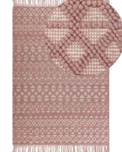Online Beliani Tappeto ALUCRA 160 x 230 cm Lana Rosa