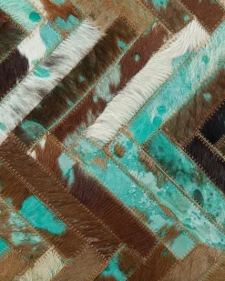Sale Beliani Tappeto AMASYA Marrone Pelle naturale Blu Marrone Multicolore
