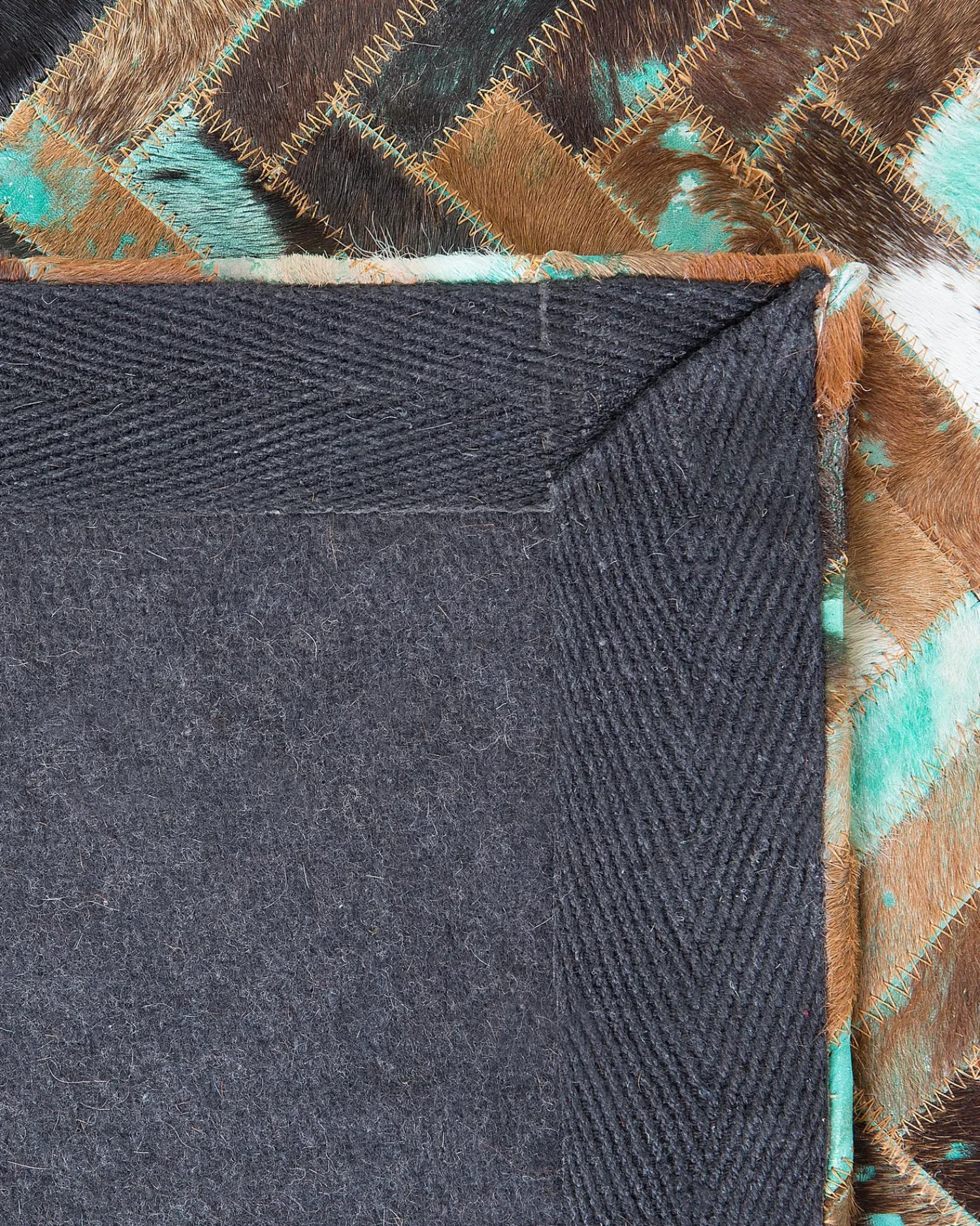 Sale Beliani Tappeto AMASYA Marrone Pelle naturale Blu Marrone Multicolore