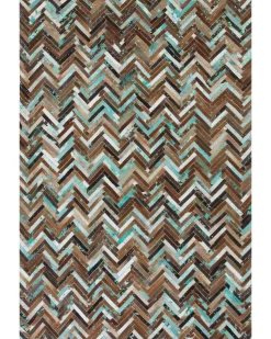 Sale Beliani Tappeto AMASYA Marrone Pelle naturale Blu Marrone Multicolore