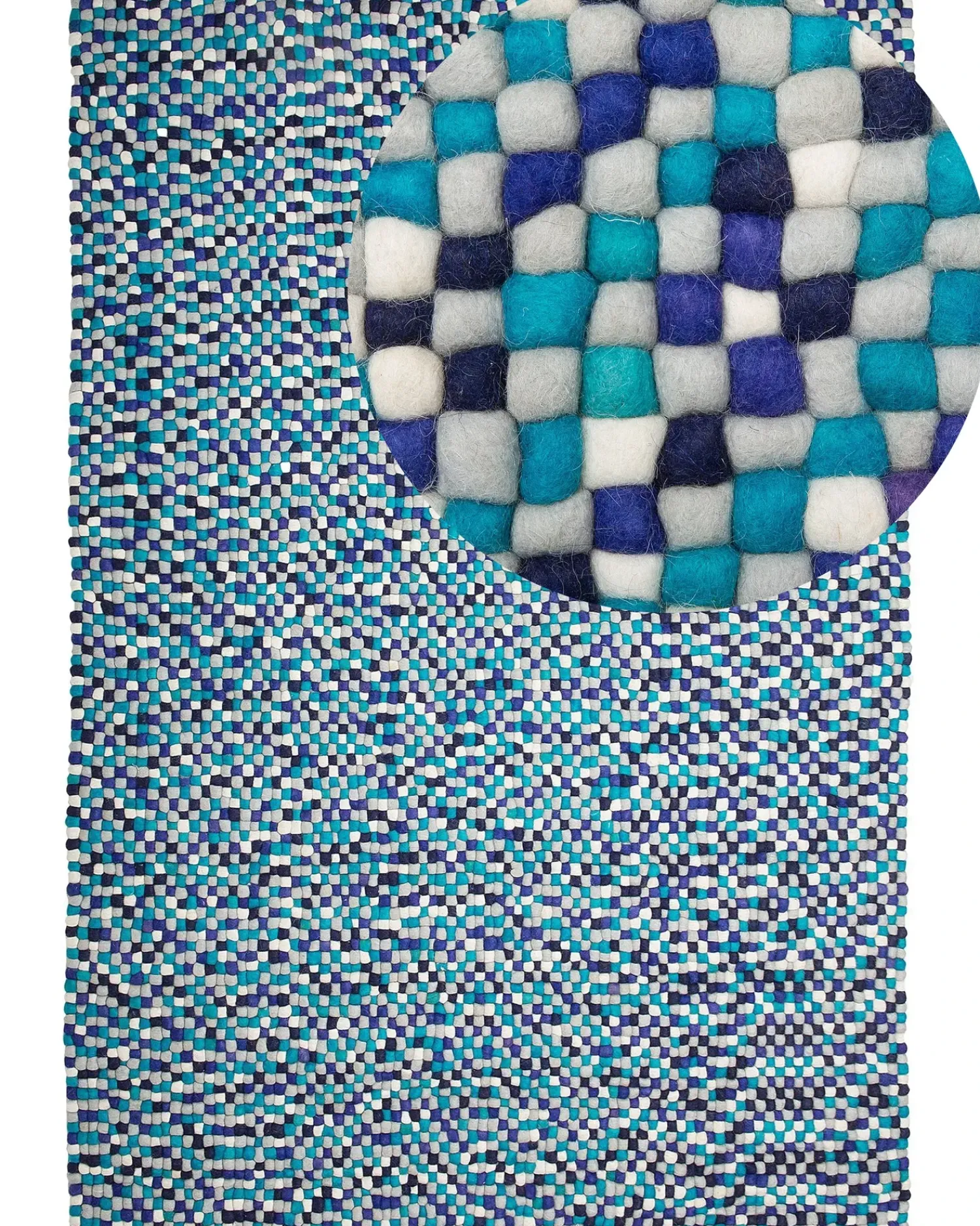 Sale Beliani Tappeto AMDO Blu marino 160 x 230 cm Lana Bianco Blu Viola Multicolore